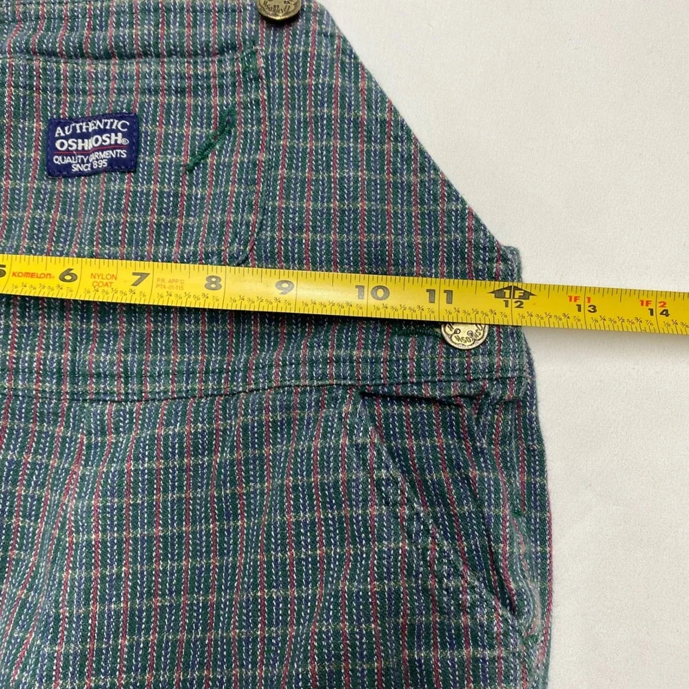 Vintage OshKosh Bgosh Toddler 3T Striped Cotton Bib Overalls Green Red Blue